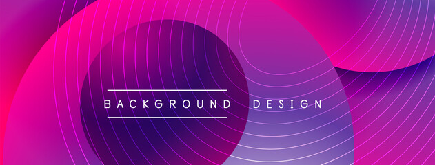 Gradient circles with shadows. Vector techno abstract background. Modern overlapping forms wallpaper background, design template