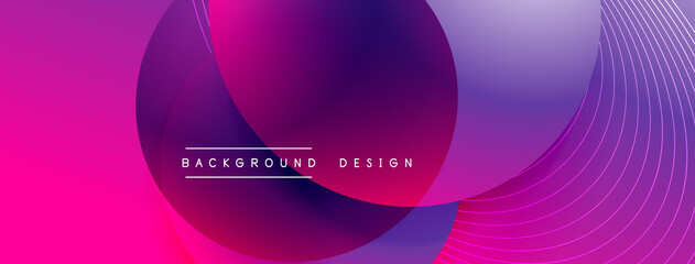 Gradient circles with shadows. Vector techno abstract background. Modern overlapping forms wallpaper background, design template