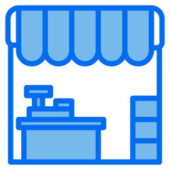 Store blue line icon