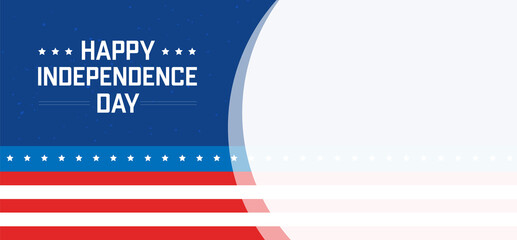 July 4, Happy Independence day. A horizontal banner with an empty space for the text. Vector illustration