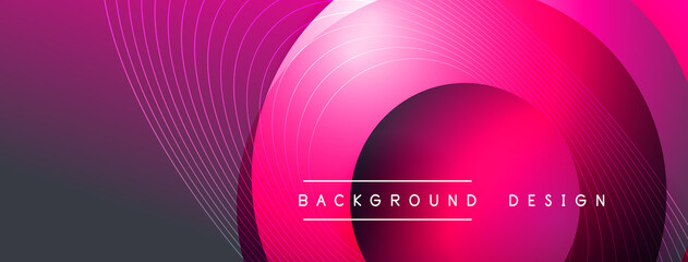 Gradient circles with shadows. Vector techno abstract background. Modern overlapping forms wallpaper background, design template