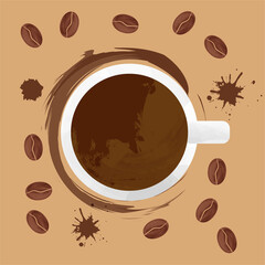 Сool inscription good morning on a cup of coffee. peppy start of the day. Coffee bean. cool design template for coffee house