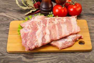 Raw pork ribs for cooking