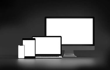Isolated Devices Mockup - 3d rendering.