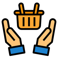 Shopping filled outline icon