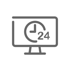 Online shopping 24 hours outline icon.