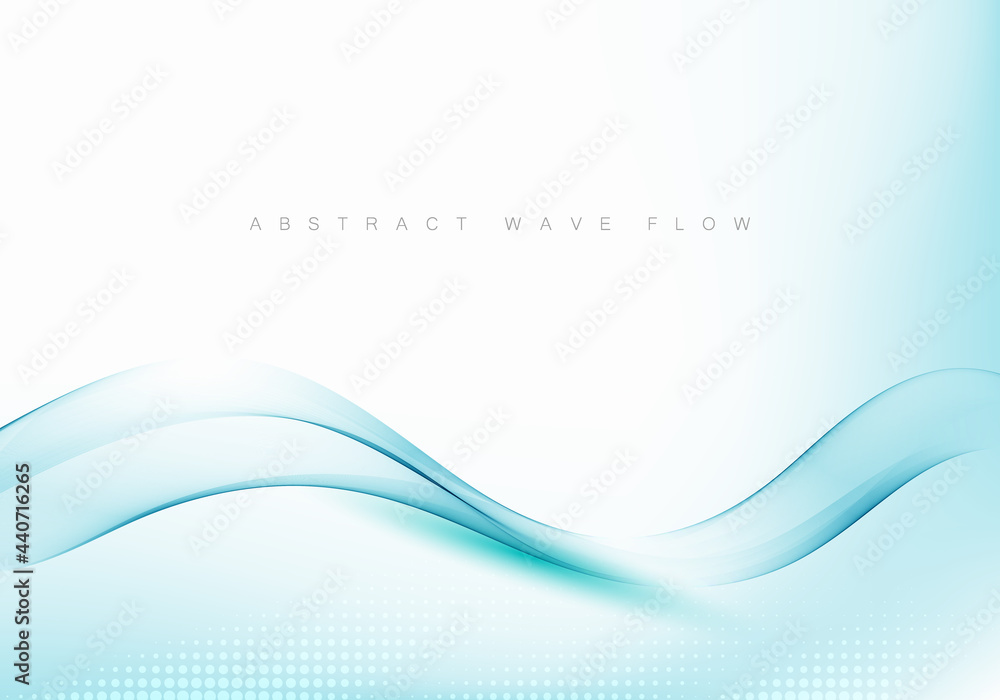 Poster abstract shiny color blue wave design element on white background.