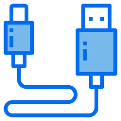 usb cable blue line icon