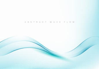 Abstract shiny color blue wave design element on white background.