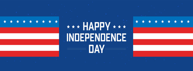 Naklejka premium July 4, Happy Independence day. Horizontal banner. Vector illustration.