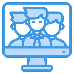 Video Conference blue outline icon
