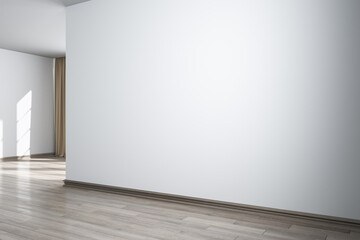 Modern white concrete interior with sunlight and mockup place on blank wall. Mock up, 3D Rendering.