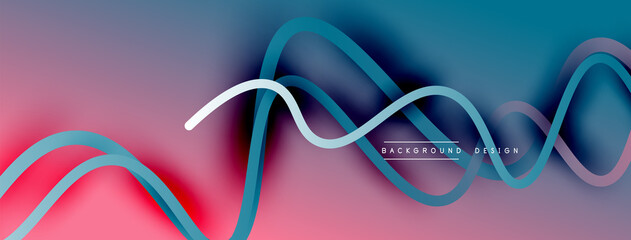 Abstract gradient background with wave line with shadow effect. Geometric composition. 3D shadow effects and fluid gradients