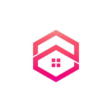 Hex home minimalist flat design. Abstract emblem, design concept, logo, logotype element, template.