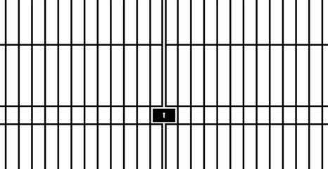 Prison, jail metallic bars on white background