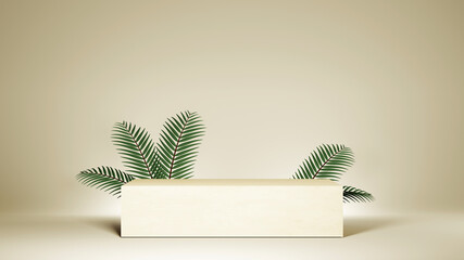 3D rendering of mockup background. Podium for show product. Blank scene showcase with empty round stage.