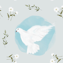 White dove | Seamless pattern background