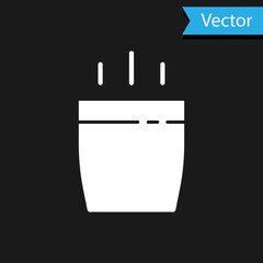 White Coffee cup icon isolated on black background. Tea cup. Hot drink coffee. Vector