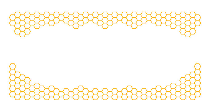 Orange border of geometric hexagons. Symbolizing the honeycomb.