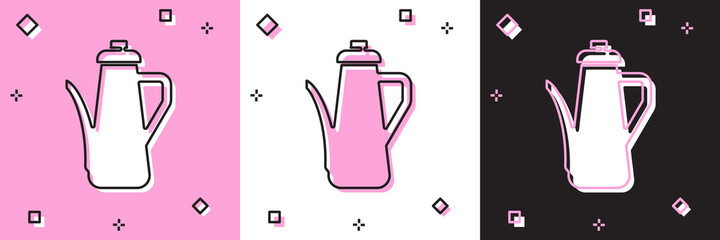 Set Teapot icon isolated on pink and white, black background. Vector