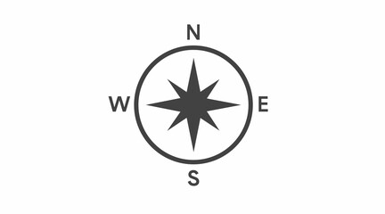 Compass Icon. Vector isolated flat black and white illustration of a compass