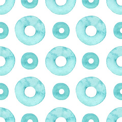 Watercolor turquoise seamless pattern. Hand drawn background