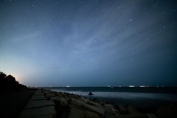 夜の伊良湖岬の遊歩道