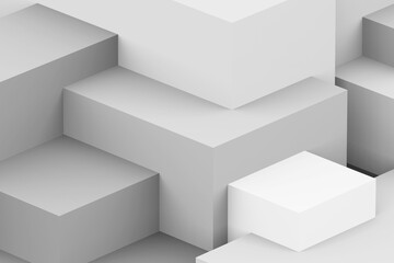 Abstract white and gray geometric cubic background. isometric square 3d render.