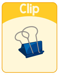 Educational English word card of clip