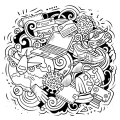 Naklejka premium Traveling vector doodles illustration.