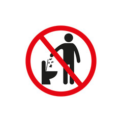 The icon of the -do not litter- sign. It is forbidden to throw it in the toilet. Simple vector illustration on a white background