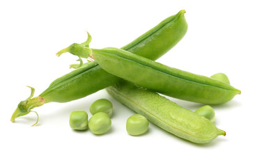 Fresh peas on white background