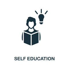 Self Education icon. Monochrome simple element from personal growth collection. Creative Self Education icon for web design, templates, infographics and more