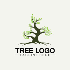 Obraz premium Tree logo icon vector illustration design.Vector silhouette of a tree templates of tree logo and roots tree of life design illustration