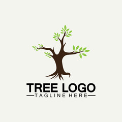 Obraz premium Tree logo icon vector illustration design.Vector silhouette of a tree templates of tree logo and roots tree of life design illustration