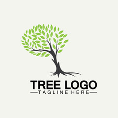 Obraz premium Tree logo icon vector illustration design.Vector silhouette of a tree templates of tree logo and roots tree of life design illustration
