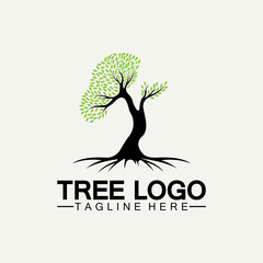 Obraz premium Tree logo icon vector illustration design.Vector silhouette of a tree templates of tree logo and roots tree of life design illustration