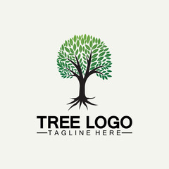 Obraz premium Tree logo icon vector illustration design.Vector silhouette of a tree templates of tree logo and roots tree of life design illustration