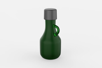 small Clear Glass Olive Oil Bottle Mockup isolated white background. 3d illustration