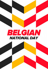 Belgian National Day. Belgium Independence day. Annual holiday in Belgium, celebrated in Jule 21. Patriotic design. Poster, greeting card, banner and background. Vector illustration
