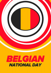 Fototapeta premium Belgian National Day. Belgium Independence day. Annual holiday in Belgium, celebrated in Jule 21. Patriotic design. Poster, greeting card, banner and background. Vector illustration