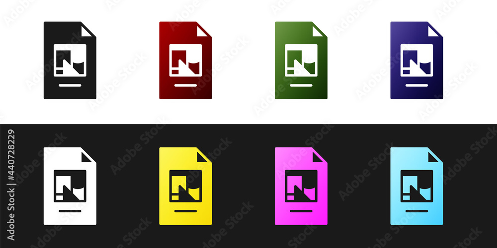 Poster set file document with illustration icon isolated on black and white background. checklist icon. bus
