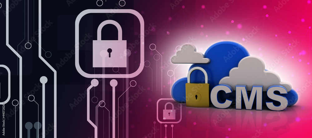 Poster 3d rendering cms cloud lock
