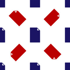 Blue and red Empty document icon isolated seamless pattern on white background. Checklist icon. Business concept. Vector