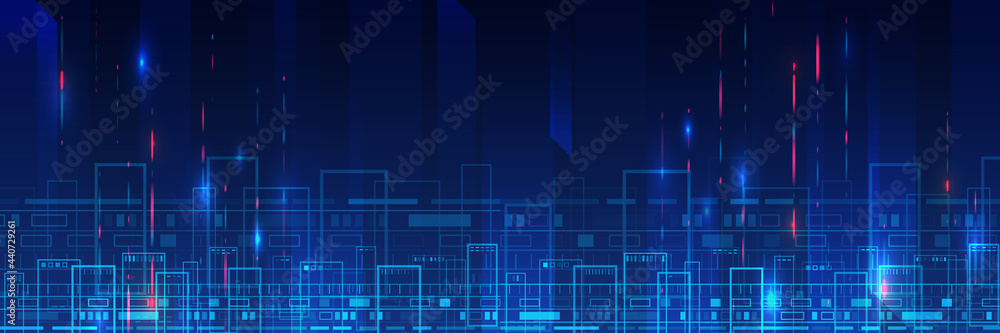 Poster Abstract futuristic background. Hi-tech business presentation. Cyber city. Big data concept. Cyber security for business and internet project.