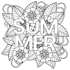 Mehndi flower for henna, mehndi, tattoo, decoration. decorative ornament in ethnic oriental style. doodle ornament. outline hand draw illustration. coloring book page.