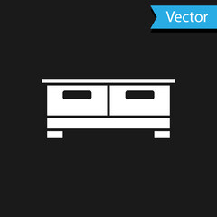 White Chest of drawers icon isolated on black background. Vector