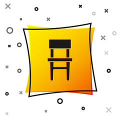 Black Chair icon isolated on white background. Yellow square button. Vector