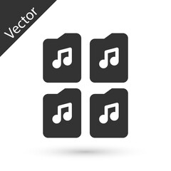 Grey Music file document icon isolated on white background. Waveform audio file format for digital audio riff files. Vector