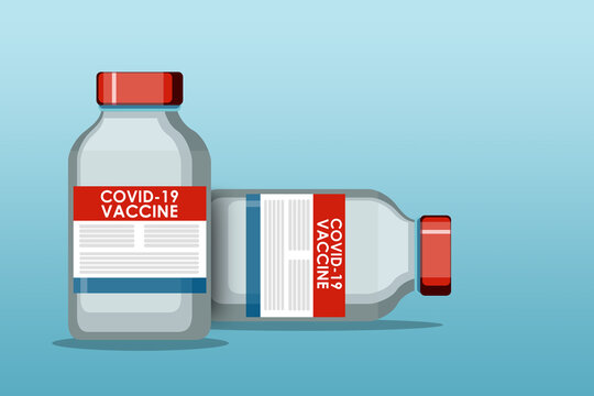 Creative design for Coronavirus vaccine background. Covid-19 corona virus vaccine bottle. Illustration.